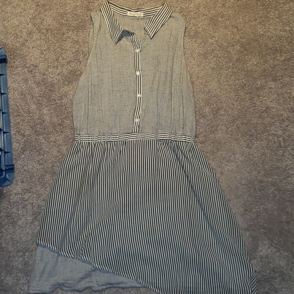 Grey, black, and white dress